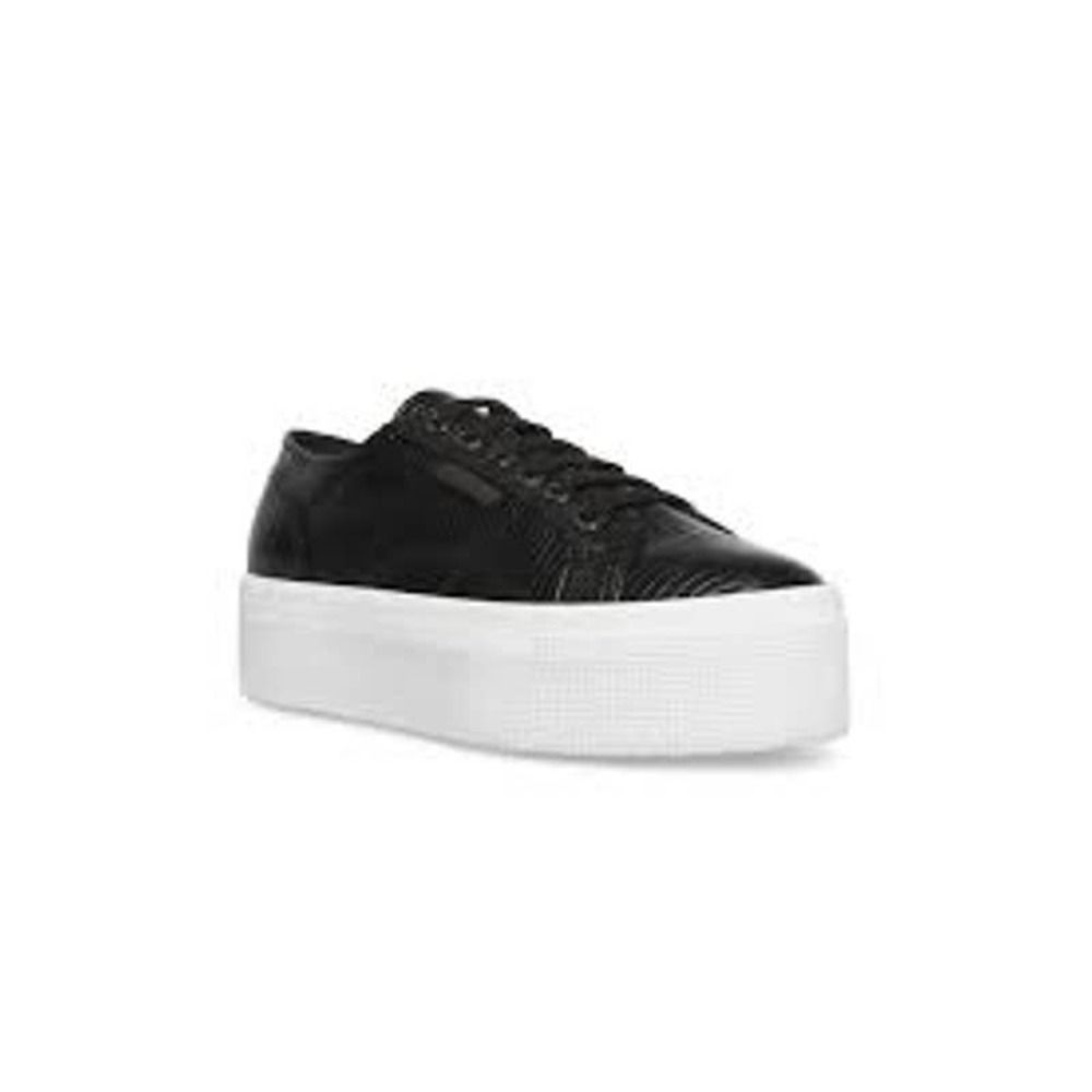 SUPERGA  2790 Faux Lizard Sneaker In Black/White size 10